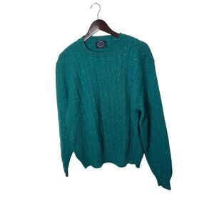 Vintage 80s Jantzen Cable Knit Sweater Men’s XL‎ Teal speckled